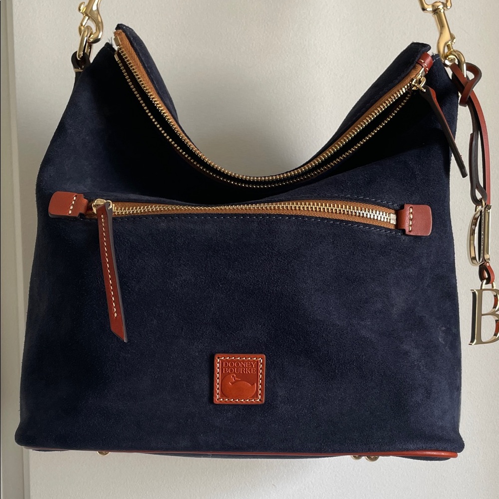 Dooney & Bourke Blue Genuine Suede purse Large Hobo Bag Camden like new dust bag